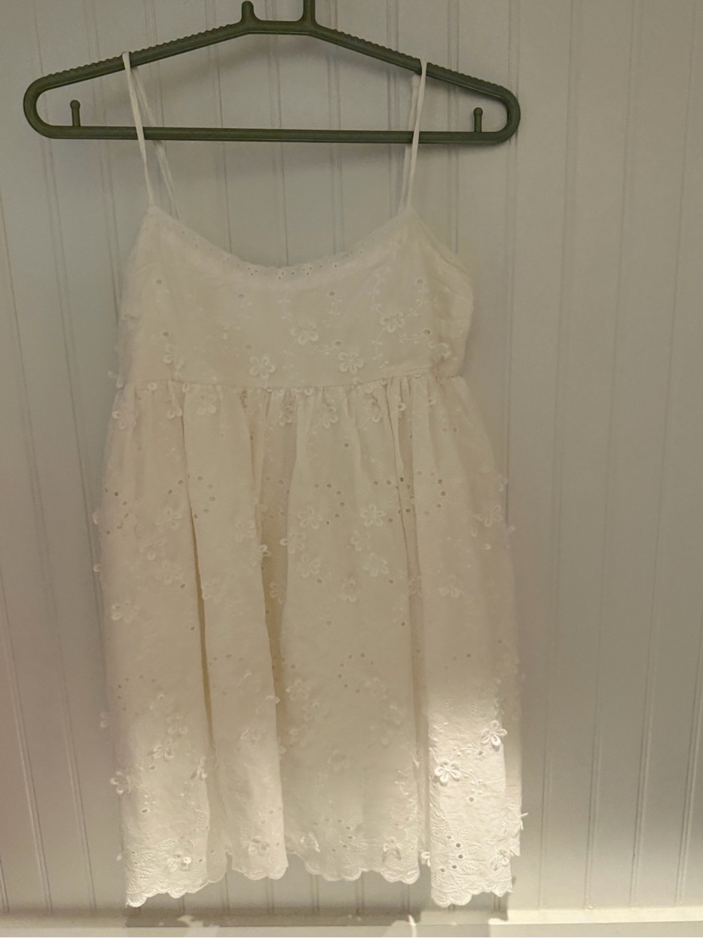 All in Favor White Eyelet Spaghetti Strap Dress